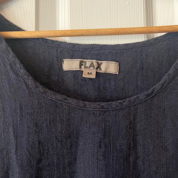 Flax Linen Navy Blue Maxi Dress Sleeveless size Medium - Picture 3 of 5